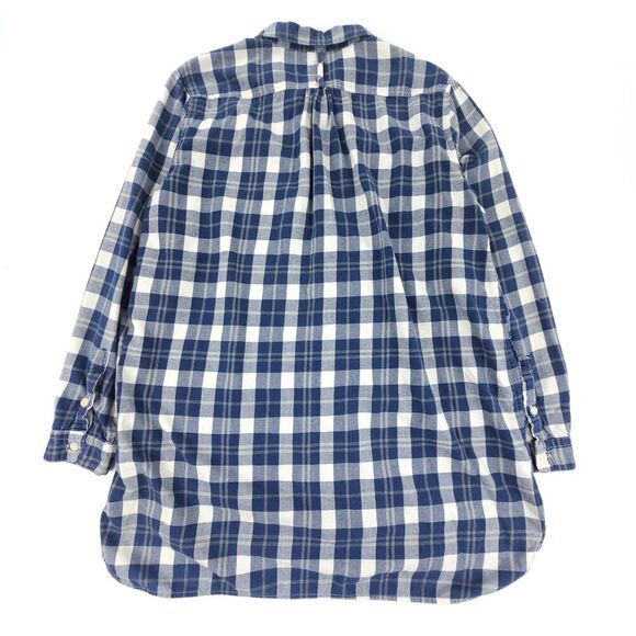 CP SHADES Cecilia Tunic Plaid Button Down Long Sleeve Shirt Navy Lagenlook Boho - Picture 5 of 8